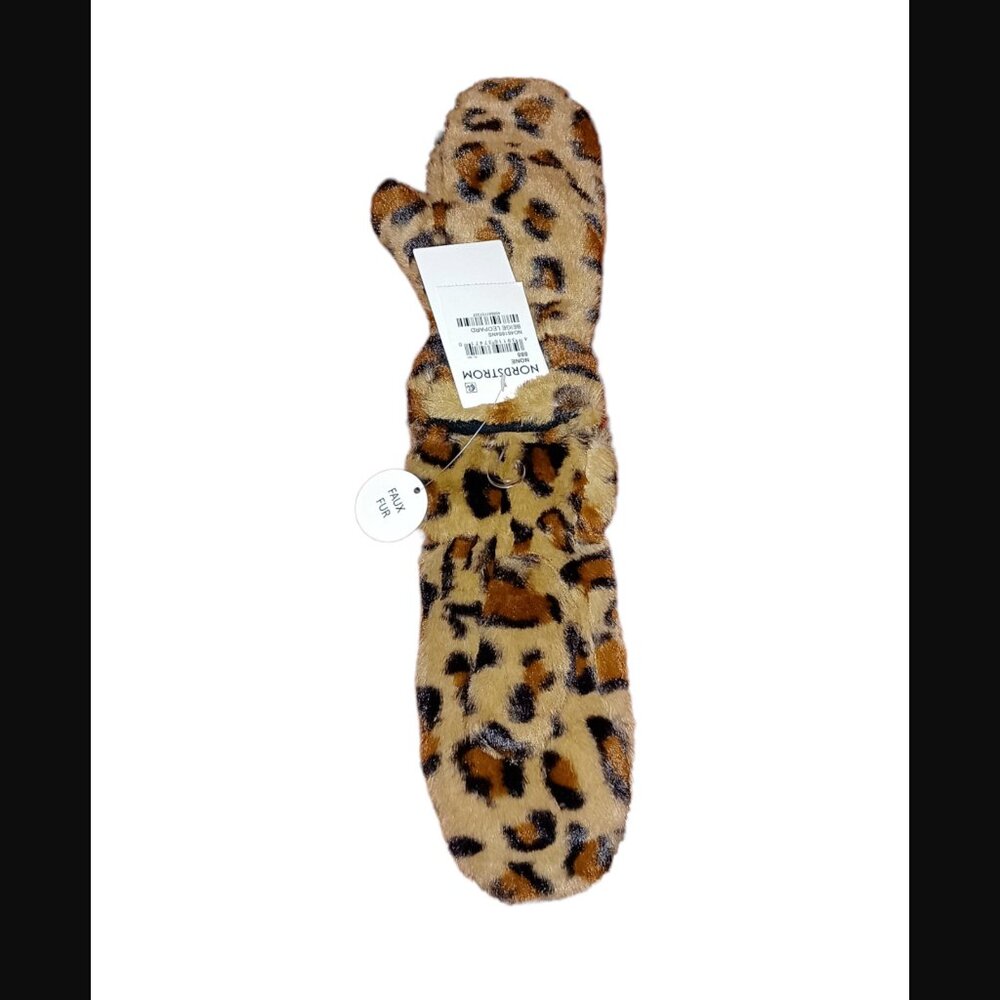 Nordstrom Light Brown Leopard Faux OSFM Kids Mittens Tucker And Tate NWT